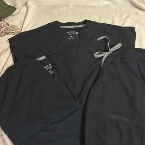 Black Fabletics Scrubs in XXS. Two tops and a pair of joggers!
